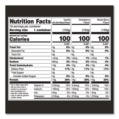 Picture of Triple Zero Blended Greek Nonfat Yogurt, 5.3 oz, Strawberry/Mixed Berry/Vanilla, 18/Carton