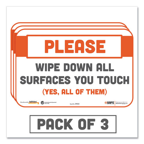 Besafe+Messaging+Repositionable+Wall%2Fdoor+Signs%2C+9+X+6%2C+Please+Wipe+Down+All+Surfaces+You+Touch%2C+White%2C+3%2Fpack