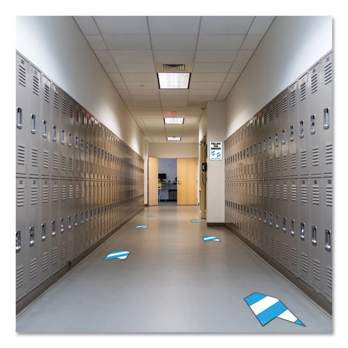 Picture of BeSafe Messaging Education Floor Arrows and Wall Sign, Follow The Arrows For Your Safety, 12x18, White/Blue, 6 Arrows, 1 Sign