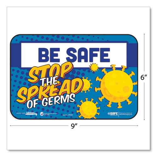 Picture of BeSafe Messaging Education Wall Signs, 9 x 6,  "Be Safe, Stop The Spread Of Germs", 3/Pack