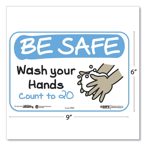Picture of BeSafe Messaging Education Wall Signs, 9 x 6, "Be Safe, Wash Your Hands, Count to 20", 3/Pack