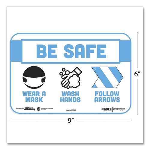 Picture of BeSafe Messaging Education Wall Signs, 9 x 6,  "Be Safe, Wear a Mask, Wash Your Hands, Follow the Arrows", 3/Pack