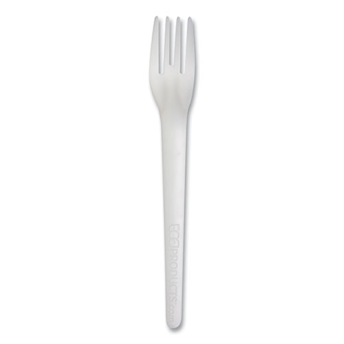 Picture of Plantware Compostable Cutlery, Fork, 6", White, 1,000/Carton