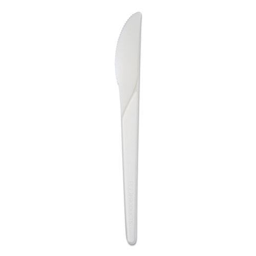 Picture of Plantware Compostable Cutlery, Knife, 6", White, 1,000/Carton