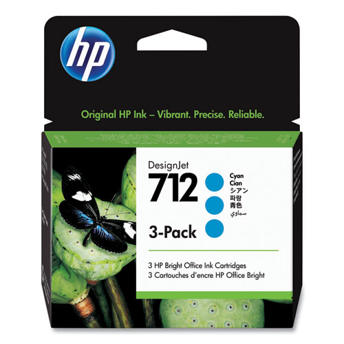 Picture of HP 712, (3ED77A) 3-Pack Cyan Original Ink Cartridge