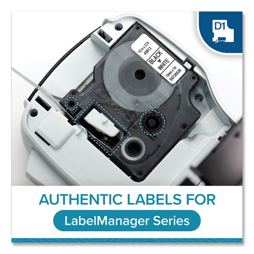 Picture of D1 Standard Labels, 0.5" x 23 ft, Black Print on White Tape, 6/Pack