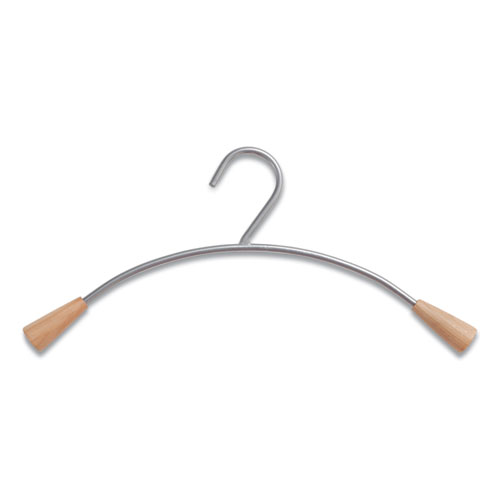 Picture of Metal and Wood Coat Hangers, 16.8", Metallic Gray/Mahogany, 6/Set