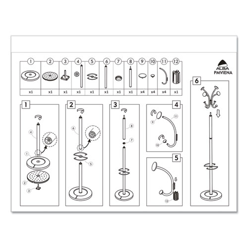 Picture of Viena Coat Stand, Eight Knobs, Steel, 16w x 16d x 70.6h, Black