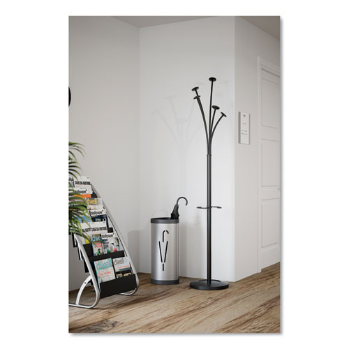 Picture of Triangular Umbrella Stand, Steel, 10.25w x 10.25d x 23.67h, Silver/Black