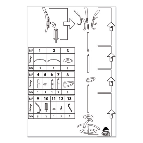 Picture of CLEO Coat Stand, Stand Alone Rack, Ten Knobs, Steel/Plastic, 19.75w x 19.75d x 68.9h, Black