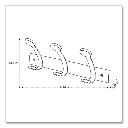 Picture of Wooden Coat Hook, Three Wood Peg Wall Rack, Brown/Silver, 45 lb Capacity