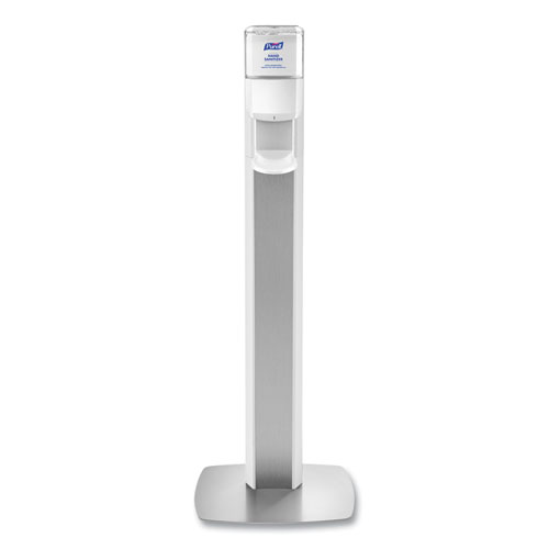 Picture of MESSENGER ES8 Silver Panel Floor Stand with Dispenser, 1,200 mL, 16.75 x 6 x 40, Silver/White