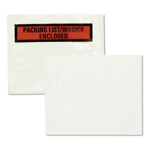 Picture of Self-Adhesive Packing List Envelope, Top-Print Front: Packing List/Invoice Enclosed, 4.5 x 5.5, Clear/Orange, 100/Box