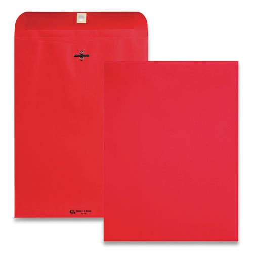 Picture of Clasp Envelope, 28 lb Bond Weight Paper, #90, Square Flap, Clasp/Gummed Closure, 9 x 12, Red, 10/Pack