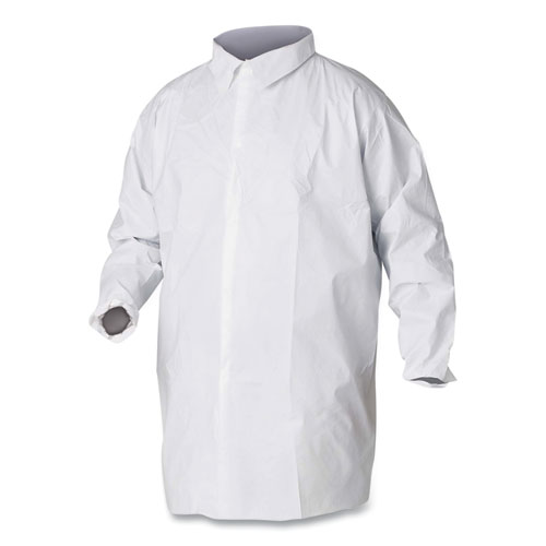 Picture of A20 Breathable Particle Protection Lab Coat, Hook and Loop Closure/Elastic Wrists/No Pockets, Large, White, 30/Carton