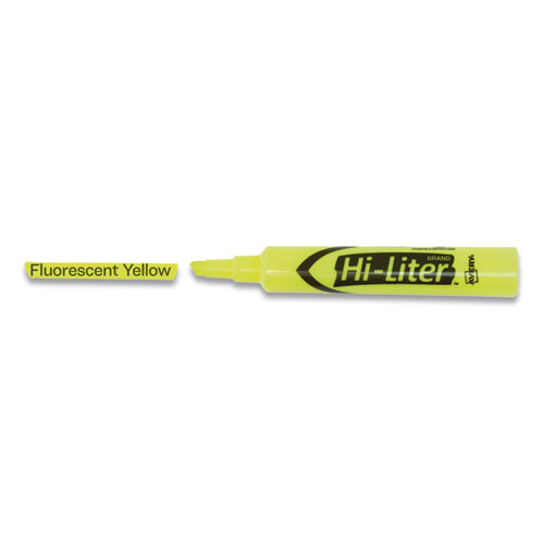 Picture of HI-LITER Desk-Style Highlighters, Fluorescent Yellow Ink, Chisel Tip, Yellow/Black Barrel, 200/Box