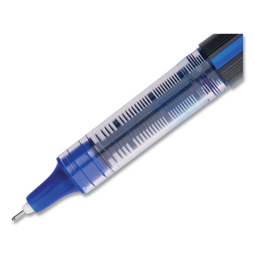 Picture of VISION Roller Ball Pen, Stick, Extra-Fine 0.5 mm, Blue Ink, Black/Blue/Clear Barrel, 12/Pack