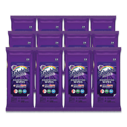 Picture of Multi Purpose Wipes, 1-Ply, 7 x 7, Lavender, White, 24/Pack, 12 Packs/Carton