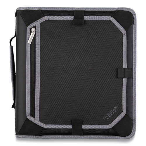 Picture of Zipper Binder, 3 Rings, 2" Capacity, 11 x 8.5, Black/Gray Accents