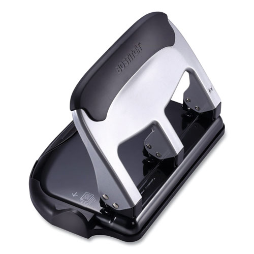 Picture of 40-Sheet EZ Squeeze Three-Hole Punch, 9/32" Hole, Silver/Black