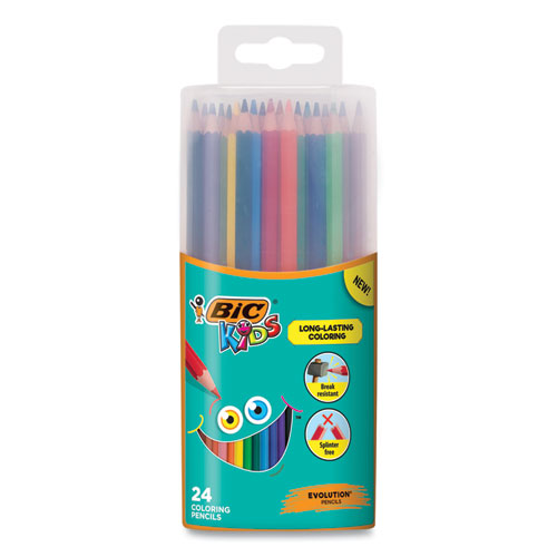Picture of Kids Coloring Pencils in Plastic Case, 0.7 mm, Assorted Lead and Barrel Colors, 24/Pack