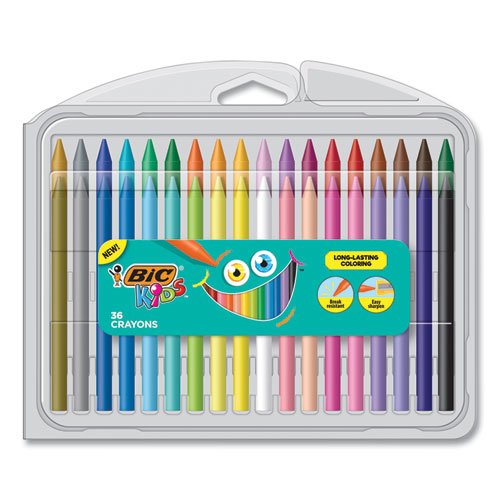 Picture of Kids Coloring Crayons, 36 Assorted Colors, 36/Pack