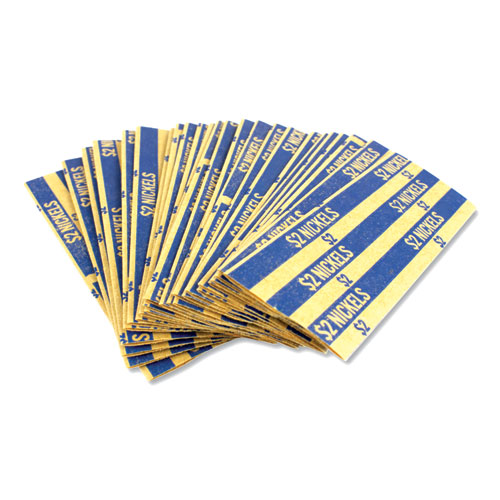 Picture of Flat Tubular Coin Wrap, Nickels, $2.00, Blue, 1,000/Box
