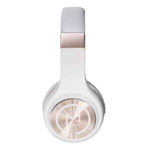 Picture of SERENITY Stereo Wireless Headphones with Microphone, 3 ft Cord, White/Rose Gold