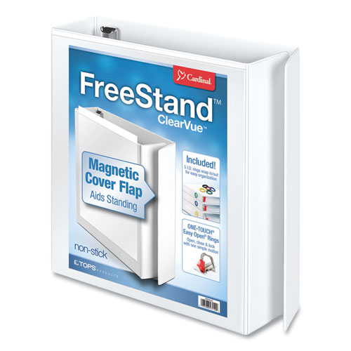 Picture of FreeStand Easy Open Locking Slant-D Ring Binder, 3 Rings, 2" Capacity, 11 x 8.5, White