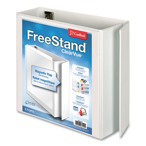 Picture of FreeStand Easy Open Locking Slant-D Ring Binder, 3 Rings, 4" Capacity, 11 x 8.5, White