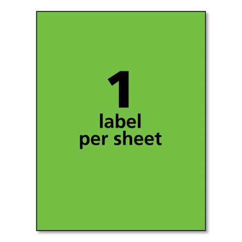 Picture of High-Visibility Permanent Laser ID Labels, 8.5 x 11, Neon Green, 100/Box