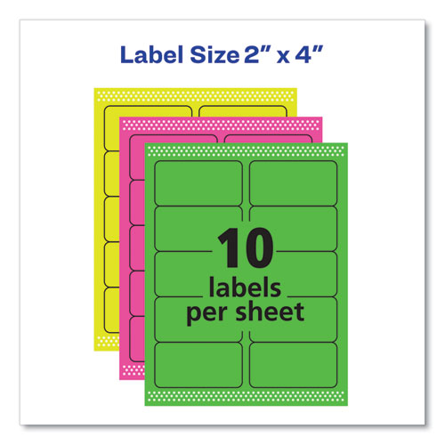 Picture of High-Visibility Permanent Laser ID Labels, 2 x 4, Neon Assorted, 1000/Box