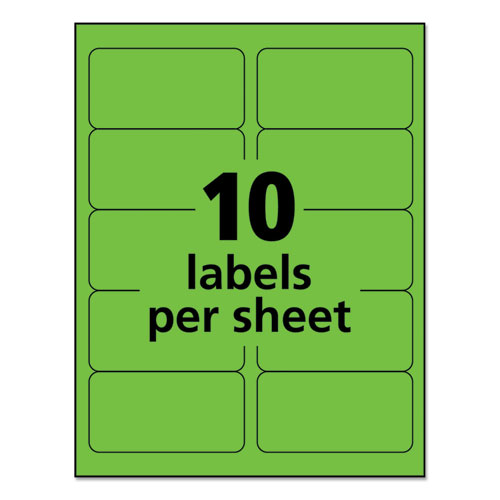 Picture of High-Visibility Permanent Laser ID Labels, 2 x 4, Neon Green, 1000/Box