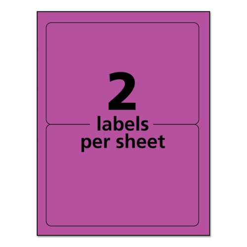 Picture of High-Visibility Permanent Laser ID Labels, 5.5 x 8.5, Neon Magenta, 200/Box