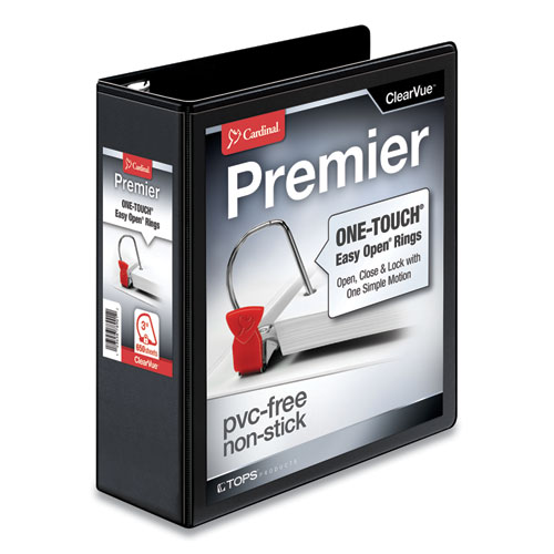 Picture of Premier Easy Open ClearVue Locking Slant-D Ring Binder, 3 Rings, 3" Capacity, 11 x 8.5, Black