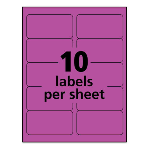 Picture of High-Visibility Permanent Laser ID Labels, 2 x 4, Neon Magenta, 1000/Box