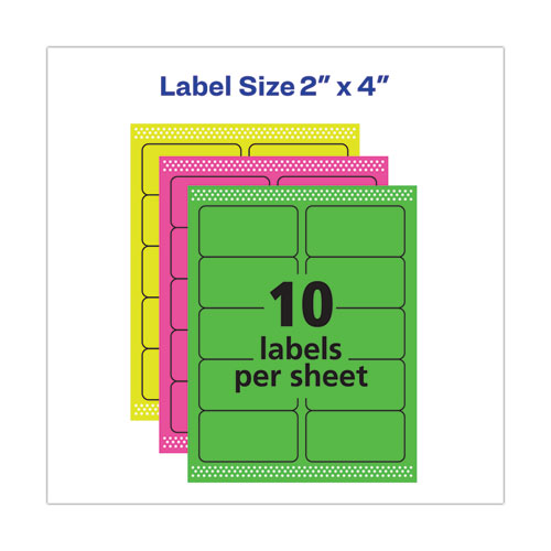 Picture of High-Visibility Permanent Laser ID Labels, 2 x 4, Neon Assorted, 500/Pack