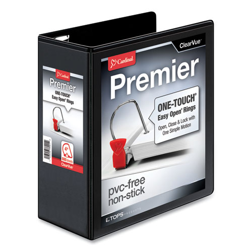 Picture of Premier Easy Open ClearVue Locking Slant-D Ring Binder, 3 Rings, 4" Capacity, 11 x 8.5, Black