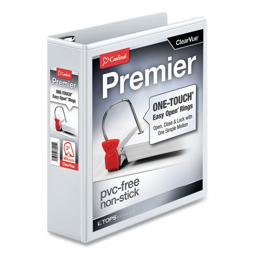 Picture of Premier Easy Open ClearVue Locking Slant-D Ring Binder, 3 Rings, 2" Capacity, 11 x 8.5, White