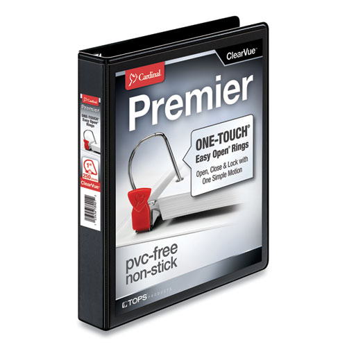 Picture of Premier Easy Open ClearVue Locking Slant-D Ring Binder, 3 Rings, 1" Capacity, 11 x 8.5, Black