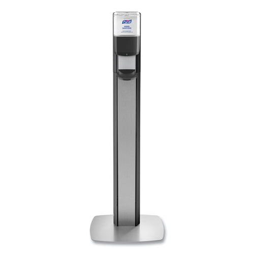 Messenger+Es6+Graphite+Panel+Floor+Stand+With+Dispenser%2C+1%2C200+Ml%2C+16.75+X+6+X+40%2C+Graphite%2Fsilver