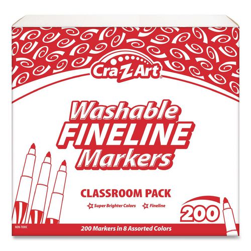 Picture of Washable Fineline Markers Classpack, Fine Bullet Tip, Eight Assorted Colors, 200/Set