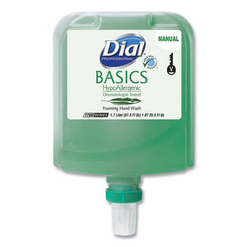 Picture of Basics Hypoallergenic Foaming Hand Wash Refill for Dial 1700 V Dispenser, Honeysuckle, 1.7 L, 3/Carton