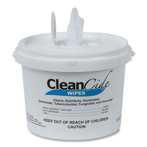 Picture of CleanCide Disinfecting Wipes, 1-Ply, 8 x 5.5, Fresh Scent, White, 400/Tub, 4 Tubs/Carton