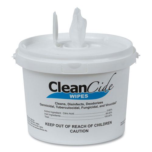 Picture of CleanCide Disinfecting Wipes, 1-Ply, 8 x 5.5, Fresh Scent, White, 400/Tub