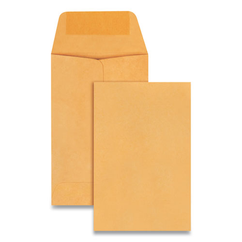Picture of Kraft Coin and Small Parts Envelope, #1, Extended Square Flap, Gummed Closure, 2.25 x 3.5, Brown Kraft, 500/Box