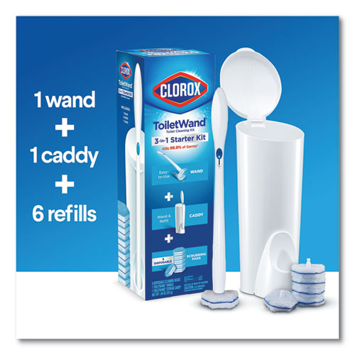 Picture of ToiletWand Disposable Toilet Cleaning System: Handle, Caddy and Refills, White, 6/Carton