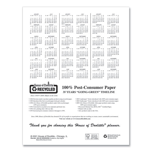 Picture of Academic Year 14-Month Recycled Ruled Monthly Planner, 11 x 8.5, Black Cover, 14-Month (July to Aug): 2024 to 2025