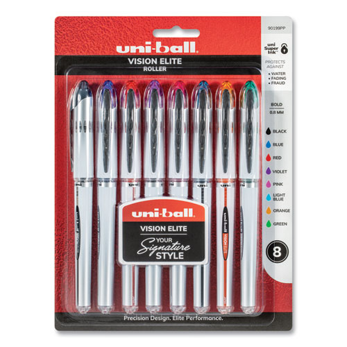 Picture of VISION ELITE Hybrid Gel Pen, Stick, Bold 0.8 mm, Assorted Ink and Barrel Colors, 8/Pack