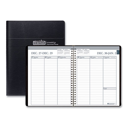 Picture of Recycled Weekly Appointment Book Ruled without Appointment Times, 8.75 x 6.88, Black Cover, 12-Month (Jan to Dec): 2025